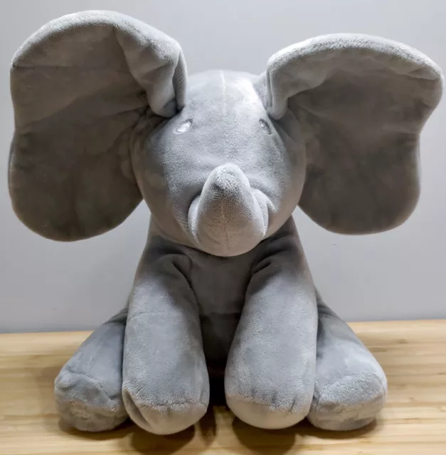 Elephant Gray Plush Peek A Boo Animated Baby Flappy Ears Sings Plays Music NWOT