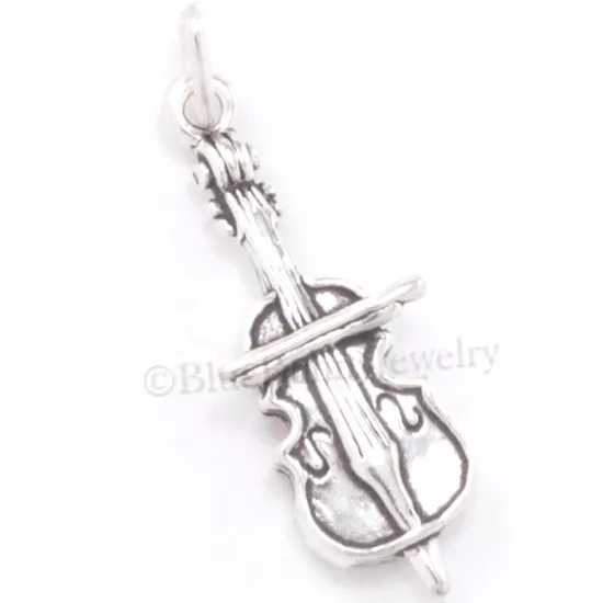 CELLO Charm Pendant Violin Instrument Musical 925 STERLING SILVER Jewelry .925