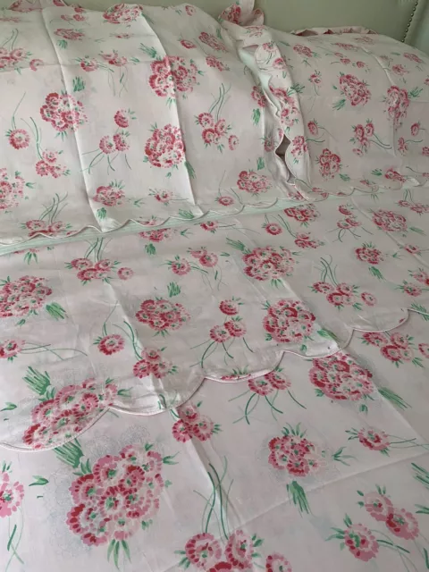 Vintage D Porthault  parure de lit Double 100% lin  Fleurs