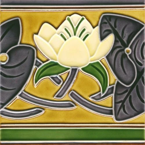 Ceramic Tile Reproduction German Art Nouveau Vintage Rare Majolica EuroVictorian