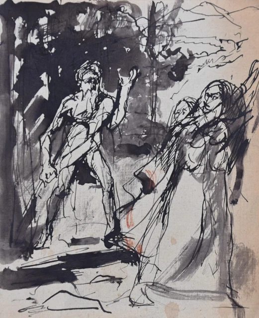 Fusain Original De Pierre Henri Vaillant (1878-1939) - Étude Académique - Avec Déchirure
