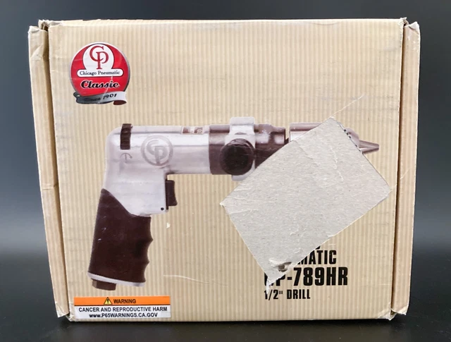 Chicago Pneumatic CP789HR 1/2" Air Power Drill, Reversible, Keyed Chuck