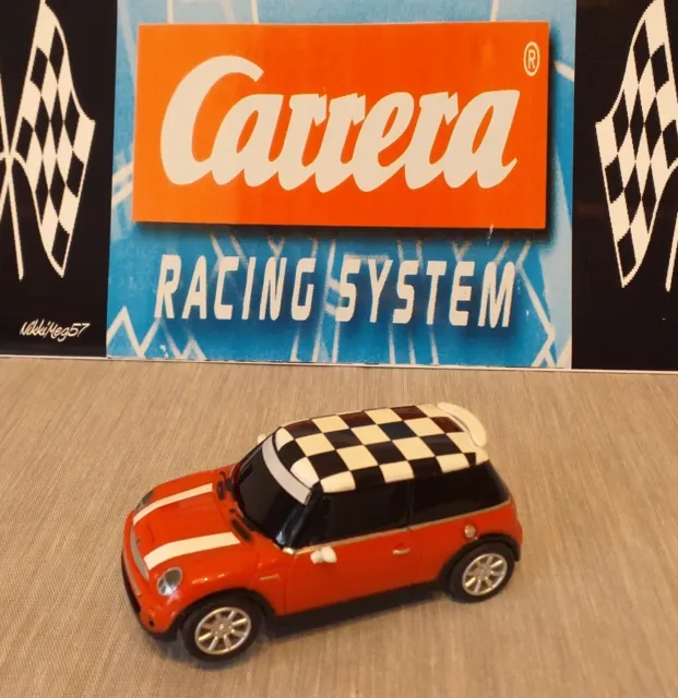 Mini Cooper S Carrera Racing System Red 6v Race Model Checkered Roof 1:43  Used