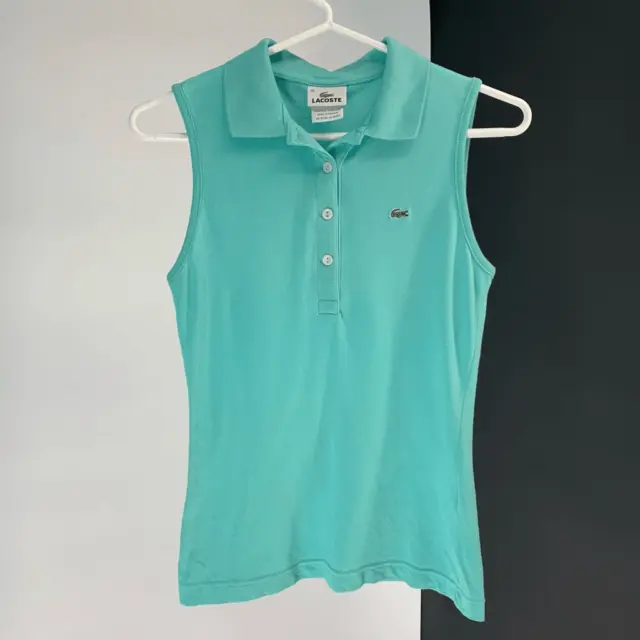 LACOSTE turquoise blue Polo tank top sz 36 or xs womens