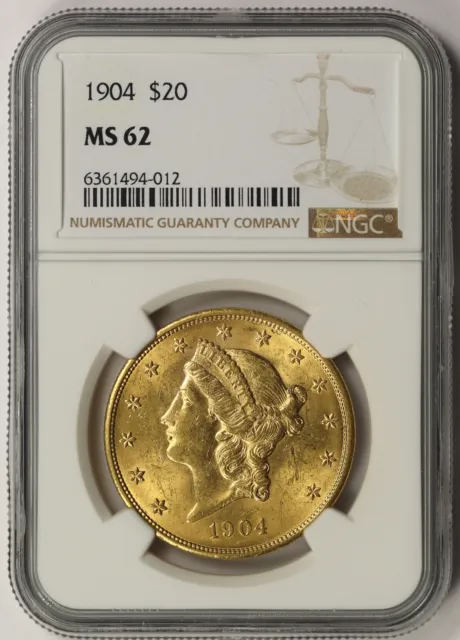 1904 Liberty Head Double Eagle Gold $20 MS 62 NGC