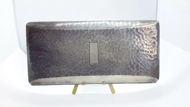 Long Cigarette Case Japanese Japan 950 Sterling Silver Bamboo. Hammered Design