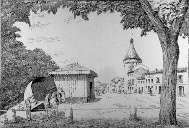 LIBOURNE- LA TOUR du GRAND PORT (TOUR RICHARD), Quai des Salinières -Gravure 19e