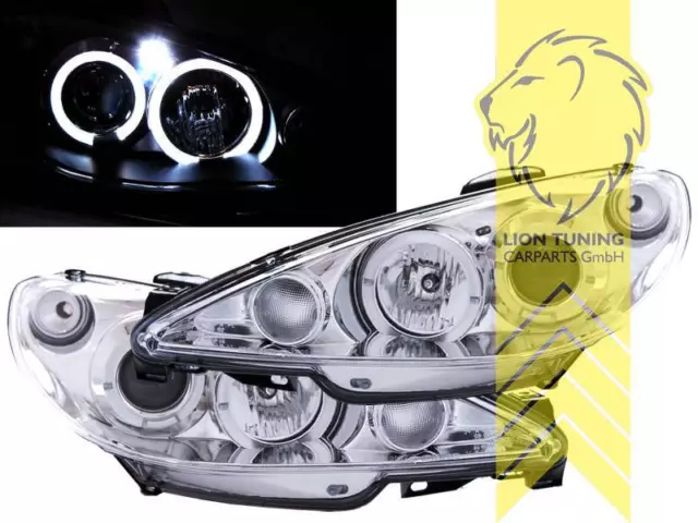 FARI LED ANGEL Eyes per Peugeot 206 206CC Cabrio SW Break nero per H7 EUR  200,48 - PicClick IT
