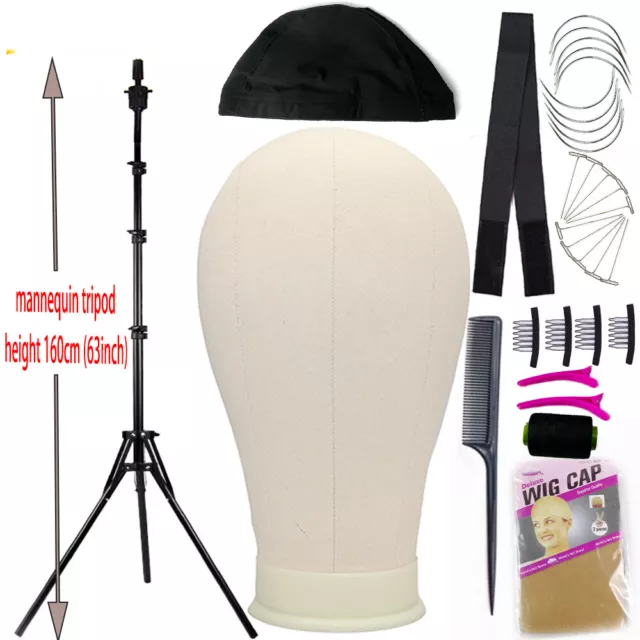 Canvas Block Training Mannequin Head for Wig Making Display Styling Stand Holder