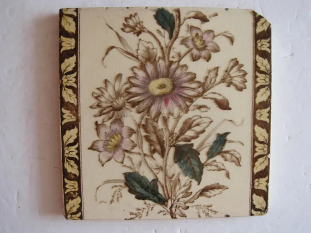 ANTIQUE VICTORIAN FLORAL PRINT & TINT REPEAT PATTERN WALL TILE PATTERN No.206