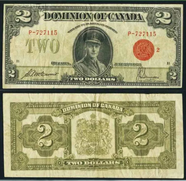 1923 Currency P# 34g Dominion of Canada 2 Dollar Banknote Prince of Wales Edward