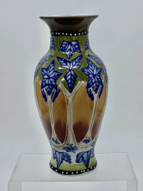 Kleine Vintage Moorcroft Stil Vase Tube gefüttert Keramik 21 cm hoch