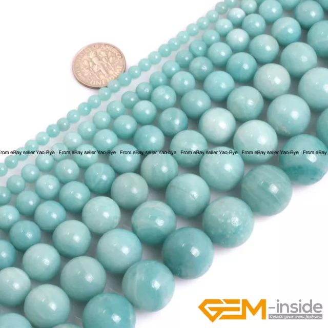 Natural AAA Grade Blue Amazonite Gemstone Round Beads For Jewelry Making 15" YB