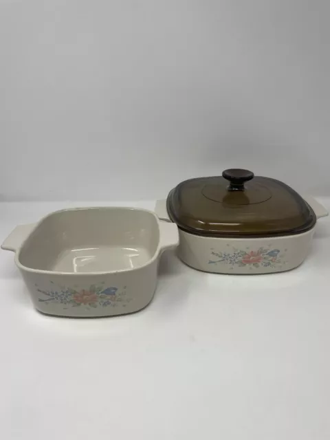 Lot Of 2 Corning Ware Symphony 2 Liter A-2-B & 1.5 Liter A-1.5-B Casserole W/Lid