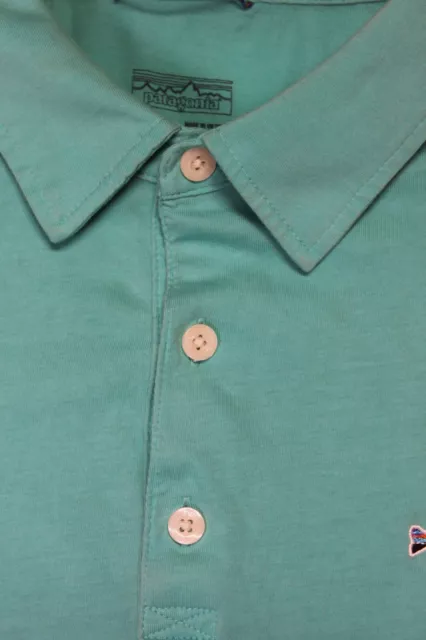 PATAGONIA MEN’S 100% Organic Cotton Short Sleeve Polo Shirt Teal Medium ...