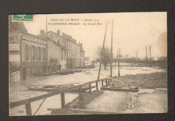 VILLENEUVE-TRIAGE (94) Inondation au RESTAURANT DU GRAND MAT , CRUE de 1910