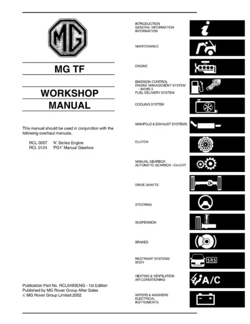 MG TF Workshop Manual OEM REPRINT 763 PAGES IN STURDY A4 FOLDER 2002-2005