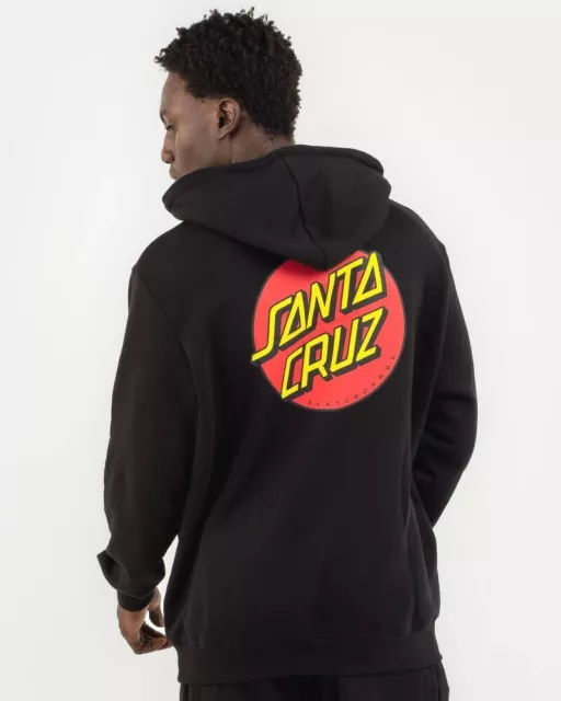 Santa Cruz Classic Dot Skateboard Adult Full Zip Up Fleece Hoodie Black L XL