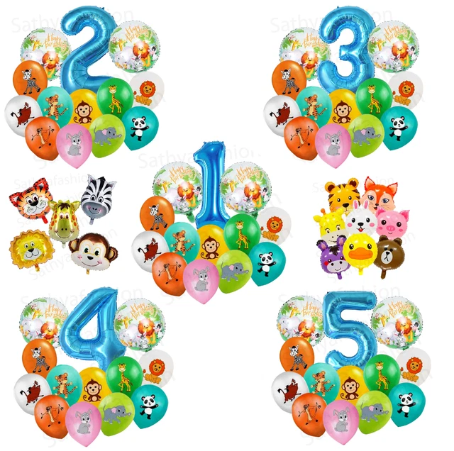 Jungle Animal Balloons Lion Age Set Foil Latex Kids Birthday Party Decoration