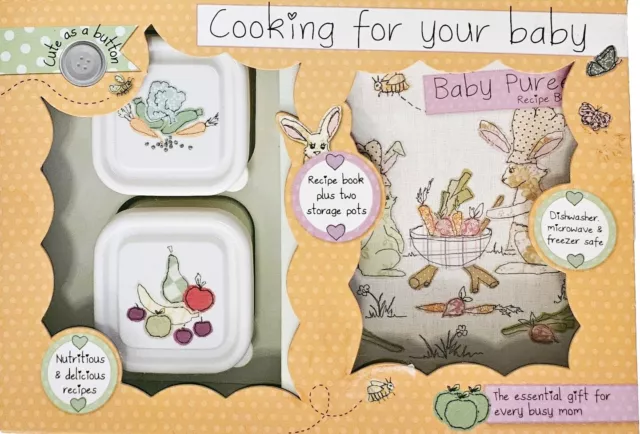 NEW 2013 Parragon Books "Cooking for your Baby." Recipe Book/ 2 Storage Pots