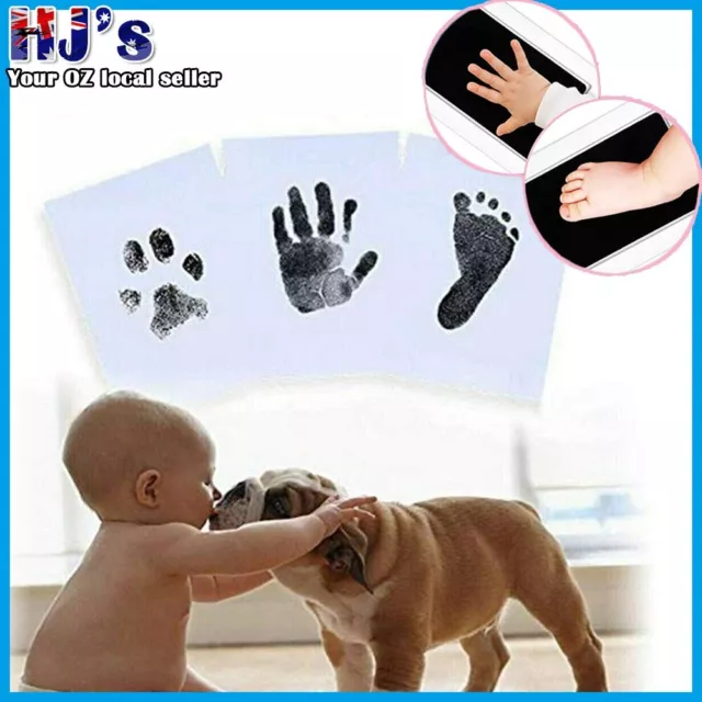 Baby Handprint Footprint Paw Print Keepsake Wood Photo Frame Kit for Newborn Pet