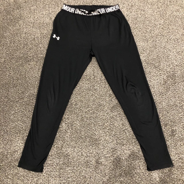 Under Armour Pants Girls Medium Black White Compression Youth Kids 24x24 READ