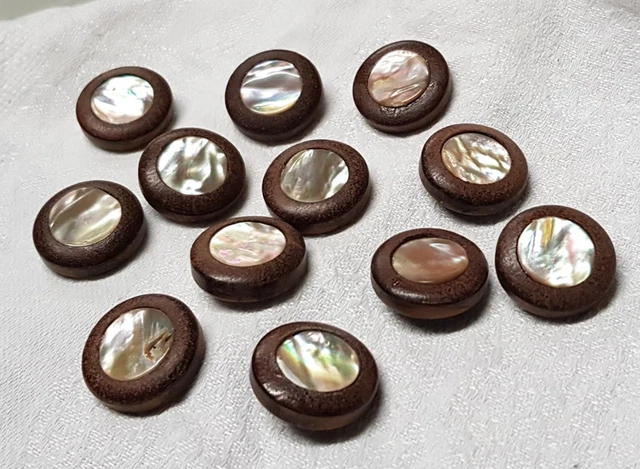 Lot De 10 Boutons Anciens En Corozo (tissu Végétal) - Diamètre 18 Mm - Beige - Excellent état Neuf
