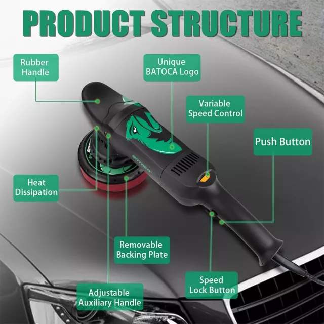 BATOCA Dual Action Car Polisher Orbital Buffer Sander DA Polishing Machine Kit 6 3