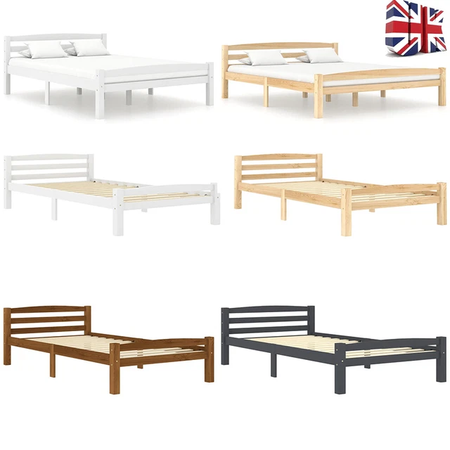 WOODEN BED FRAME Solid Pinewood Bed Slats Single Double King Size