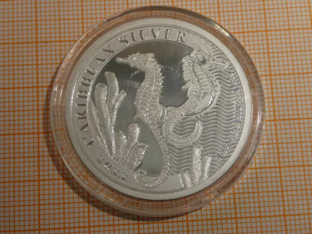 1 oz Unze Silber Karibisches Seepferdchen 2022 Barbados 1 Dollar Silber 999