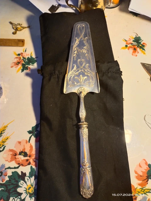 Pelle à Gâteaux Ancienne - Manche Argent Fourré - Longueur 24,5 Cm - État D'usage (à Voir Photos)