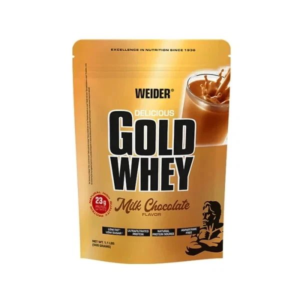 Weider Gold Whey proteína en polvo - chocolate con leche, bolsa 500 g, adelgazar eficazmente