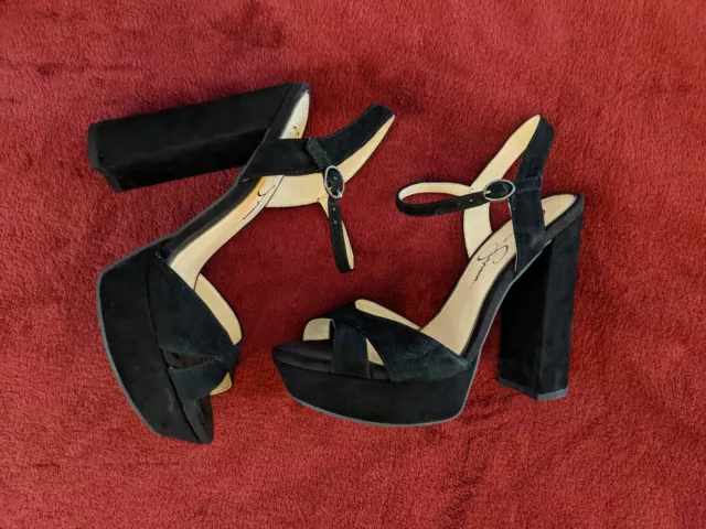 Jessica Simpson Women's Naidine Block-Heel Black Suede Sandals Size 8 New In Box