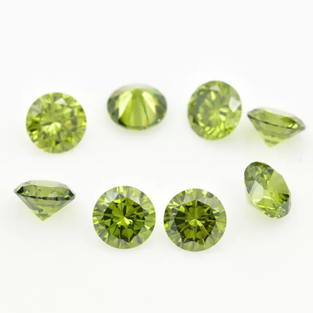 5pcs 6.0mm Olive Green Round Loose Cubic zirconia 5A CZ Stone For Synthetic Ge