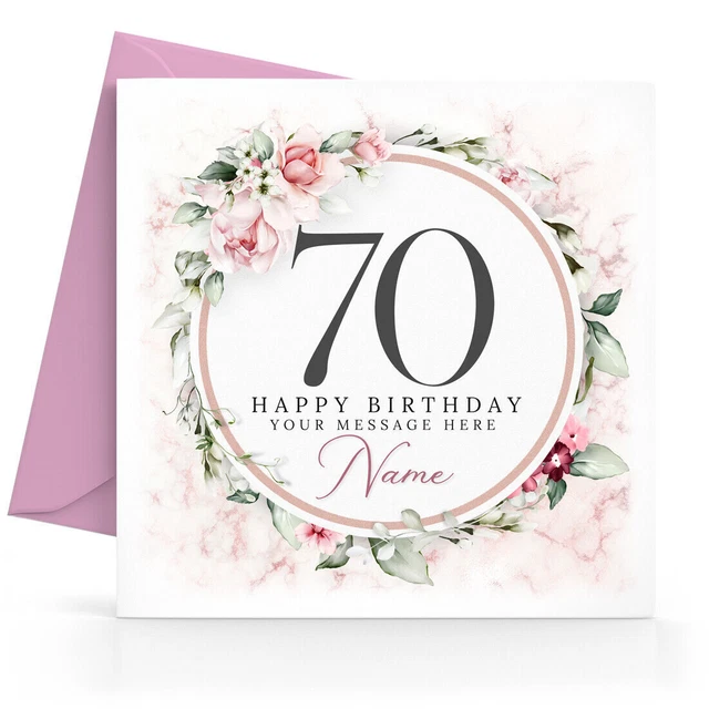 PERSONALISED 70TH BIRTHDAY Card Female Sister Friend Wife Mum Mother ...