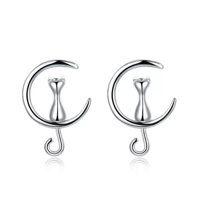 Cute 925 Silver Filled Stud Earring Cat Jewelry Girl Party Earring