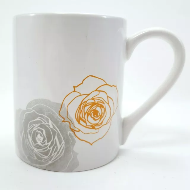 Corelle Coordinates Soleil Roses Mug 12 oz White Orange Gray Coffee Tea Cup