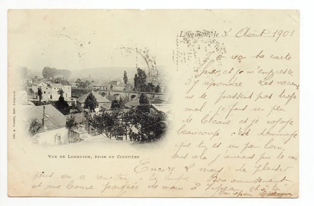 LONGUYON Meurthe & Moselle CPA 54 Cloud Map 1900 Cemetery View