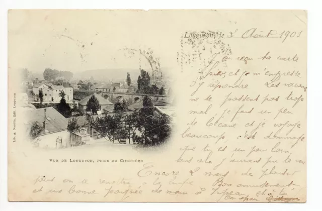 LONGUYON Meurthe et moselle CPA 54 carte nuage 1900 vue prise du cimetiere