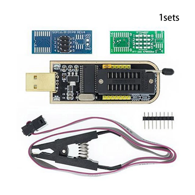 BIOS USB Programmer SOIC8 SOP8 Chip CH341A 24 25 Series EEPROM Flash IC Adapter