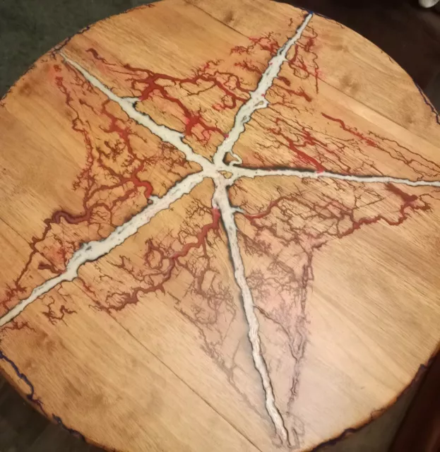 Dining Room Table With Epoxy Resin Filled Fractal Burns