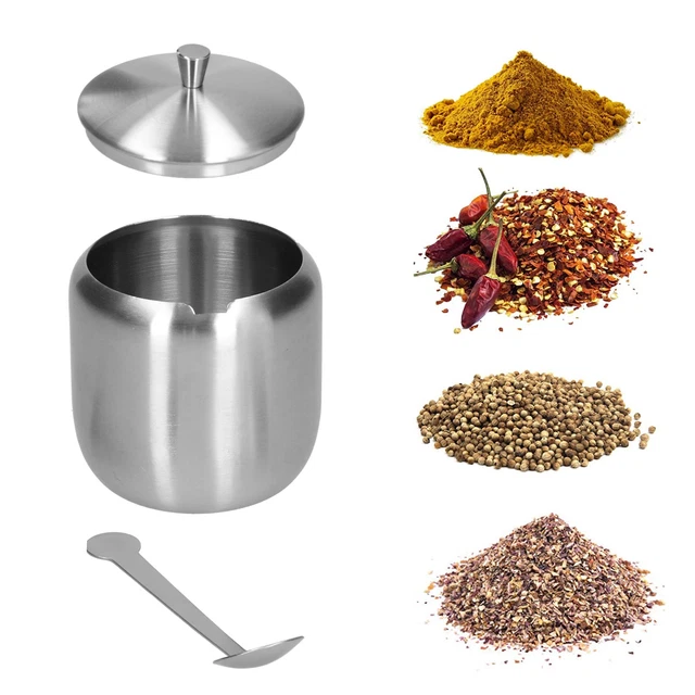 Sugar Container 370ML 304 Stainless Steel Polished Brushed Anti‑Oxidation MU