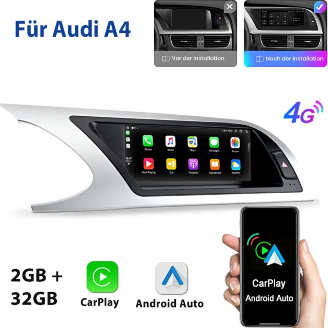 2+32G 8Core Carplay Android Für Audi A4 2009-2012 Autoradio GPS Navi WIFI BT RDS