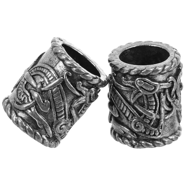 2Pcs Dreadlocks Flechten Ringe Nordischen Dreadlock Perlen Halskette Perle