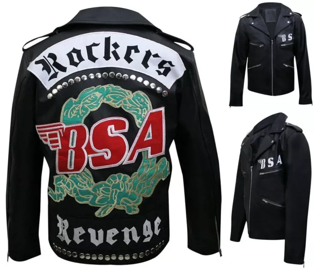 Bsa George Michael Faith Rockers Revenge Biker Black Real Leather Jacket New 2