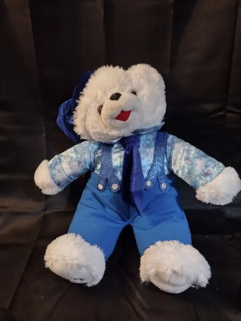 2019 WALMART CHRISTMAS SNOWFLAKE TEDDY BEAR WHITE  18” BLUE  Plush
