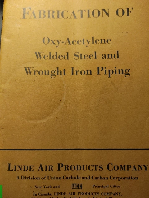 Fabrication of Oxy-Acetylene Welding Steel & Wrought Iron Piping Booklet 1956 P1