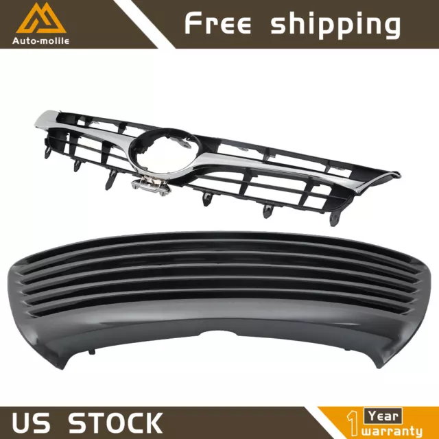 For 2015 2016 2017 Toyota Camry LE XLE Front Upper+Lower Grill Grille Gloss Gray