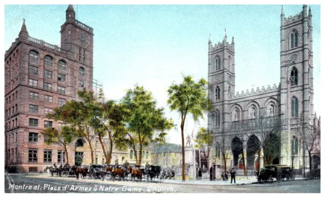 MONTREAL CANADA PLACE d'Armes Notre Dame Church Unposted Postcard c ...