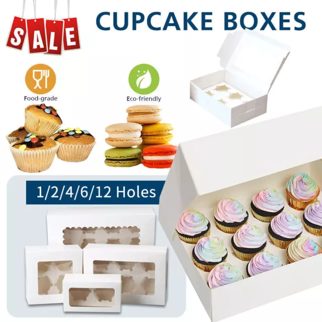 1/2/4/6/12 holes Cupcake Box Case clear Window Cupcake Display Boxes Muffin Cups